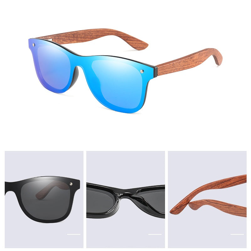 Men's And Women's Same Rainbow Bridge Wood Polarized Sunglasses