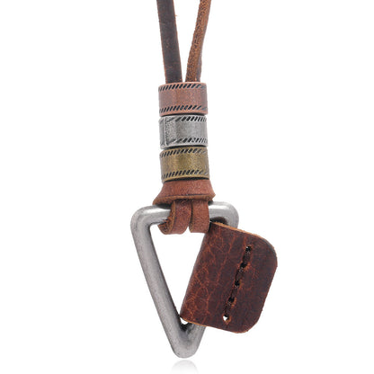 Leather Necklace European And American Style Brown Trendy Men's Collar