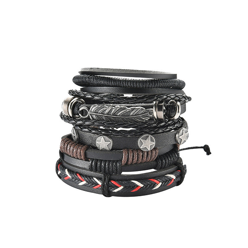 Mens Multilayer Leather Bracelet