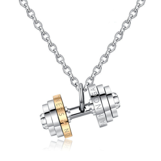 Trendy Polioshed Titanium Dumbbell Necklace