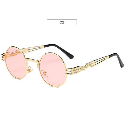 Gold Metal Fashion John Lennon Round Sunglasses Steampunk Sunglasses Mens Womens Retro Vintage Coating Mirrored Eyewear Shades