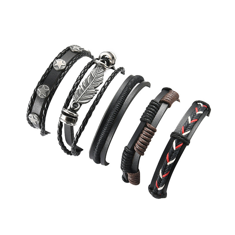 Mens Multilayer Leather Bracelet