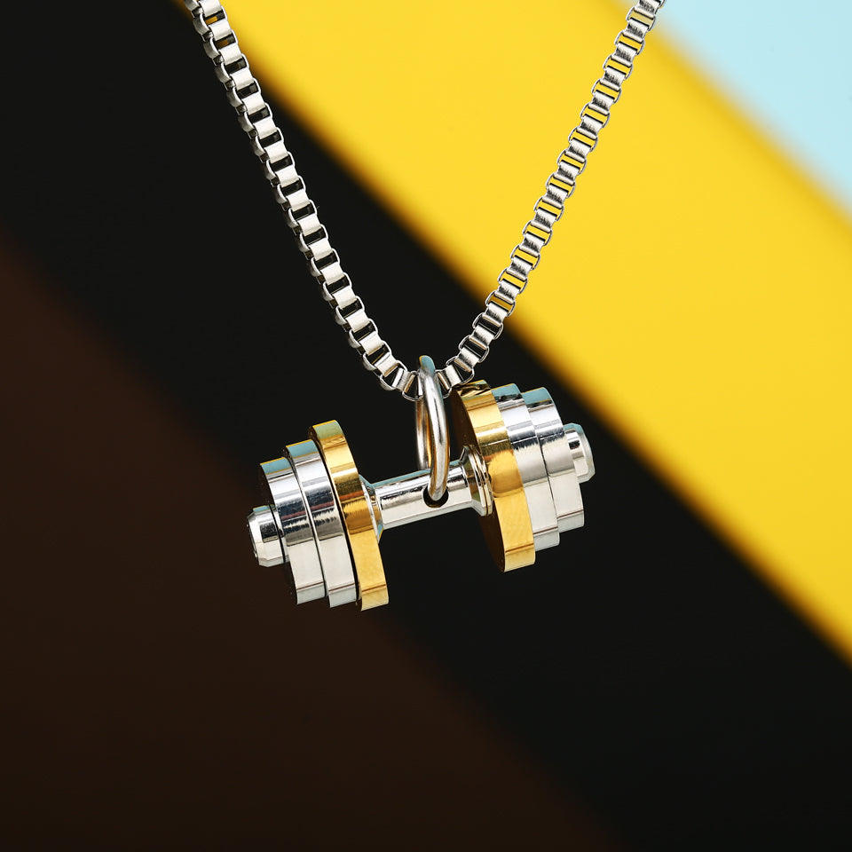 Reversible Trendy Domineering Titanium Steel Dumbbell Necklace