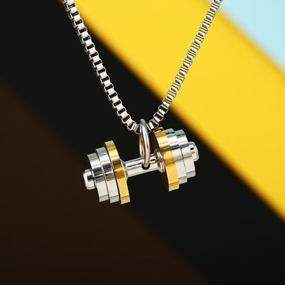 Reversible Trendy Domineering Titanium Steel Dumbbell Necklace