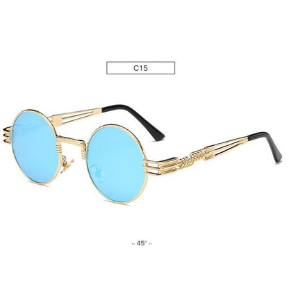 Gold Metal Fashion John Lennon Round Sunglasses Steampunk Sunglasses Mens Womens Retro Vintage Coating Mirrored Eyewear Shades