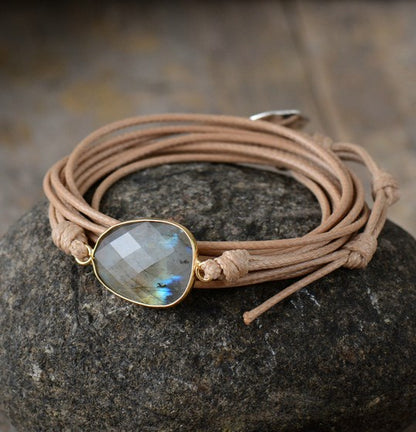 Labradorite bohemian lon natural stone rope bracelet ethnic