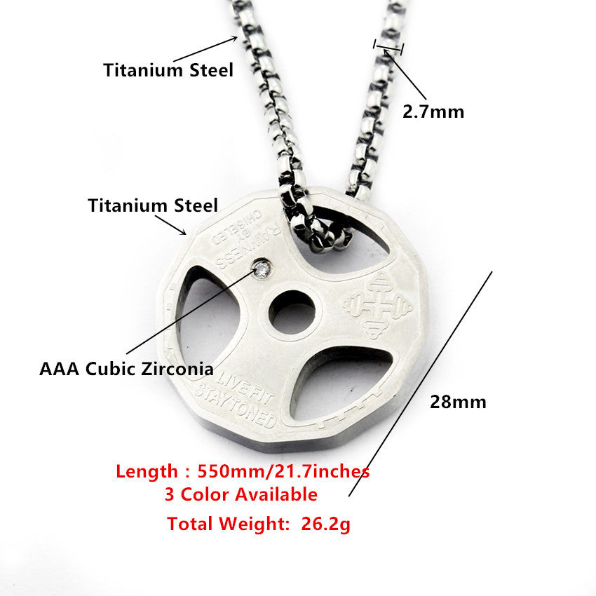 Hip Hop Fashion Fitness Dumbbells Sports Accessories Barbell Necklace Tide Pendant Titanium Steel Jewelry