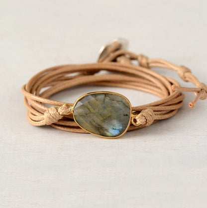 Labradorite bohemian lon natural stone rope bracelet ethnic