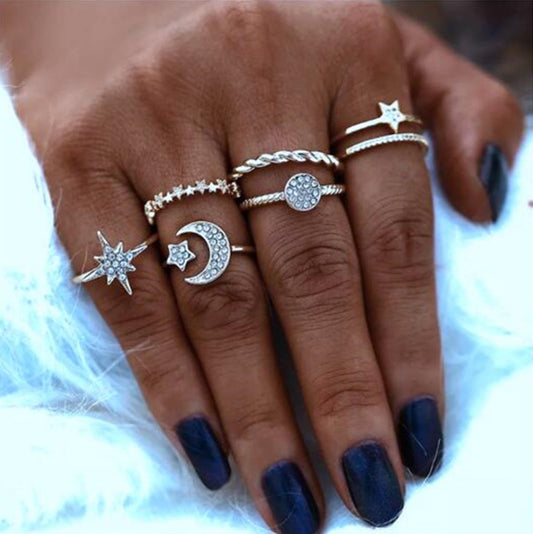 If I Vintage Silver Color Snake Finger Ring Set For Women Ethnic Geometric Metal Knuckle Joint Rings Female Jewelry New