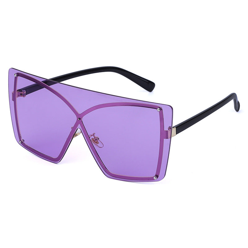 Fashion Oversized Sunglasses Women   Rimless Square Sun