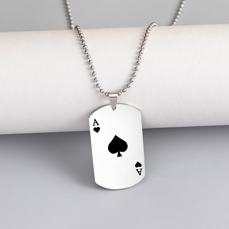 Fashionable Trendy Ace of Spades Stainless Steel Necklace