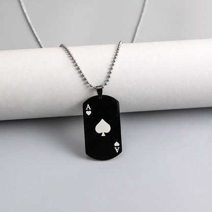 Fashionable Trendy Ace of Spades Stainless Steel Necklace