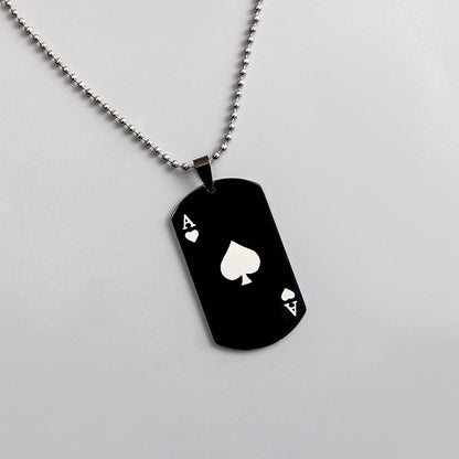 Fashionable Trendy Ace of Spades Stainless Steel Necklace