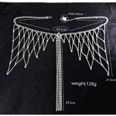 Female Rhinestone Body Chain Accessories Outside Lapped Mesh Tassel