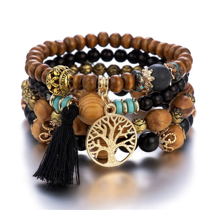 Boho Multilayer Wooden  Stretch Bracelet