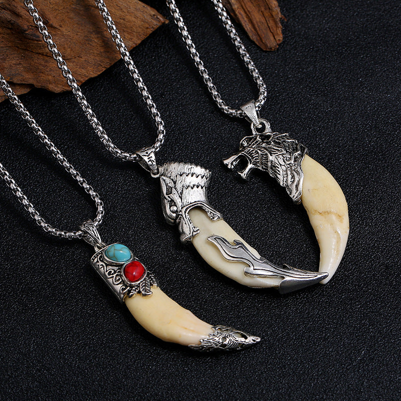 Wolf Tooth Pendant Titanium Steel Necklace