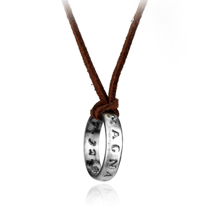 Vintage Stainless Steel Ring Pendant Necklace