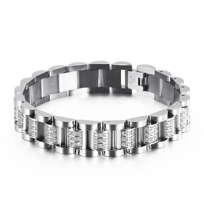 Men's Stainless Steel Electroplated Diamond Bracelet