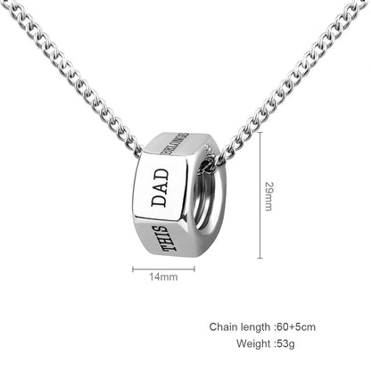 Letter Stainless Steel Screw Cap for Dad Necklace