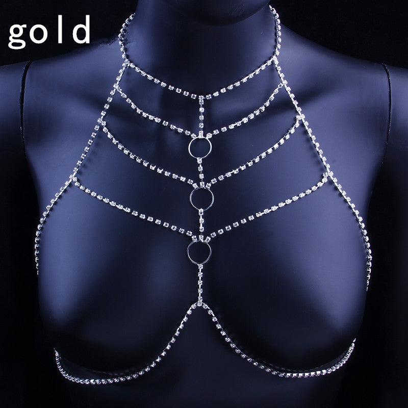 Fashionable Rhinestone Body Chain Creative Nightclub Show Costumes