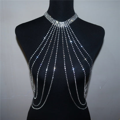 Multi-layer Rhinestone Tassel Body Chain Beach