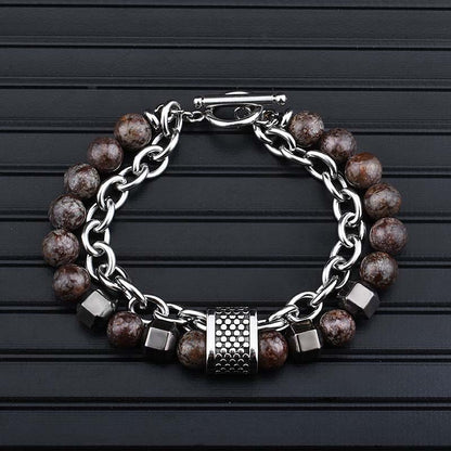 Stainless Steel Men's Black Gallstone Bracelet