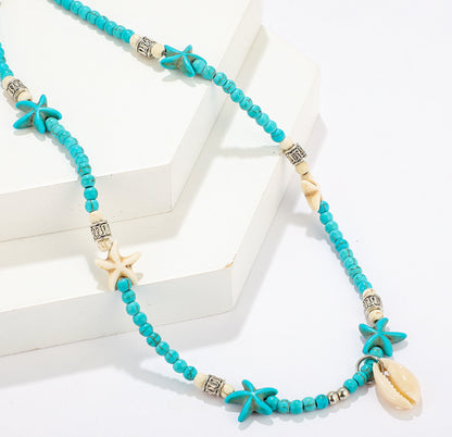 Fashionable Boho Green Rice Bead Shell Necklace