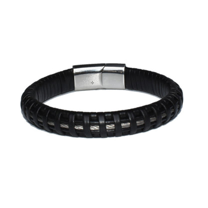 Stainless steel leather bracelet