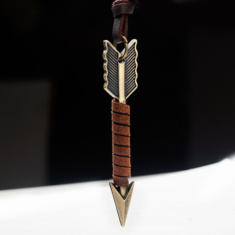 Leather Rope Feather Arrow Necklace