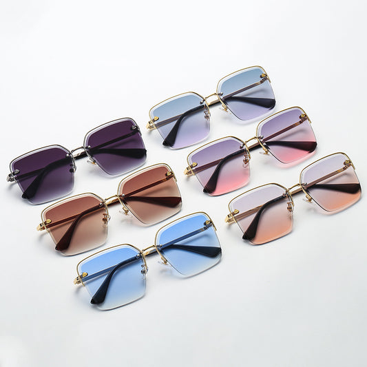 Vintage Luxury Oversized Square Rimless Sunglasses