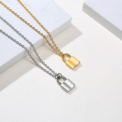 Stainless steel lock pendant necklace