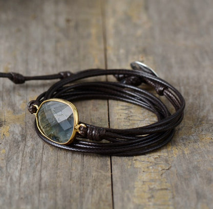 Labradorite bohemian lon natural stone rope bracelet ethnic