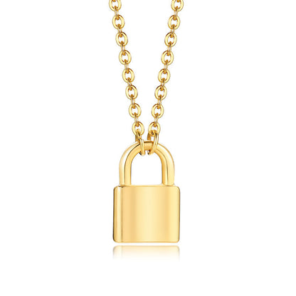 Stainless steel lock pendant necklace