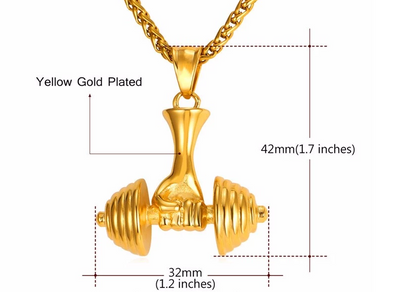 Fitness dumbbell barbell pendant fitness men's titanium steel necklace