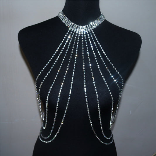 Multi-layer Rhinestone Tassel Body Chain Beach