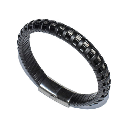 Stainless steel leather bracelet