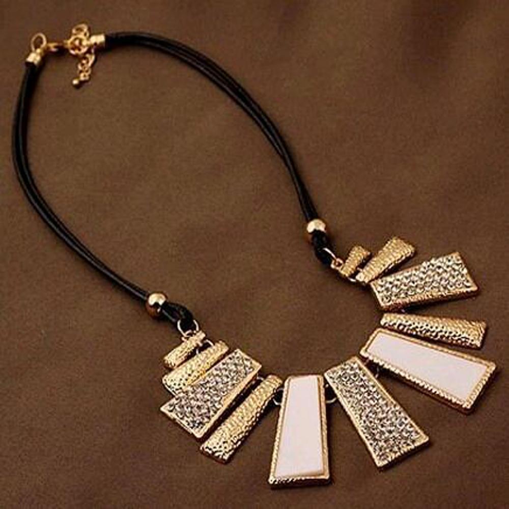 Geometric leather rope necklace