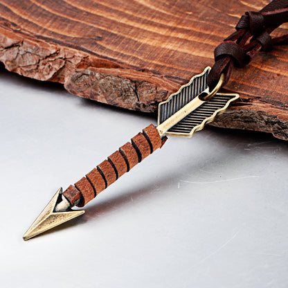 Leather Rope Feather Arrow Necklace