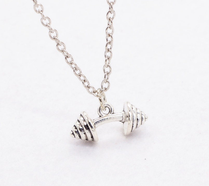 Fitness weightlifting dumbbell necklace