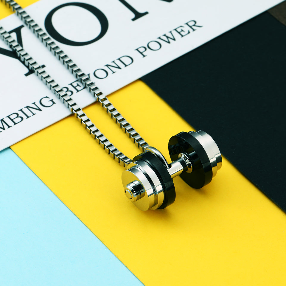 Reversible Trendy Domineering Titanium Steel Dumbbell Necklace