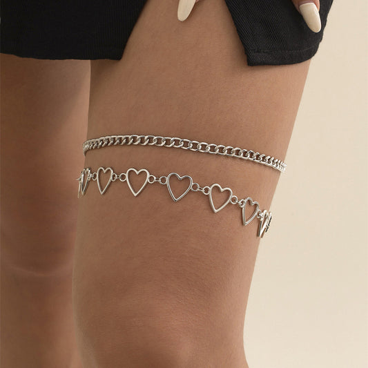 Women's Simple Personality Love Thigh Chain Elastic Bandage