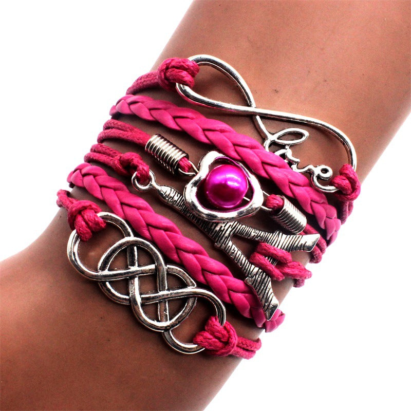 Fashion Personality Multi-layer Leather Rope Pearl Bracelet