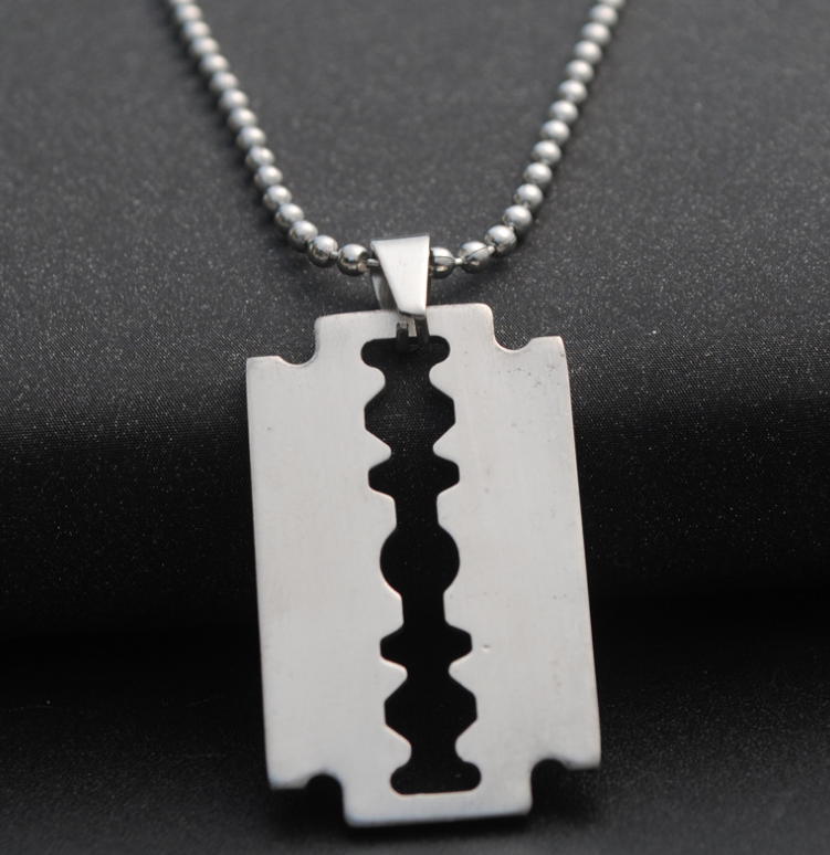 Mens Fashionable Razor Blade Necklace