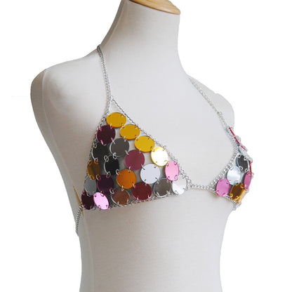 Colorful Sequins Beach Bikini Body Dress Chest Chain