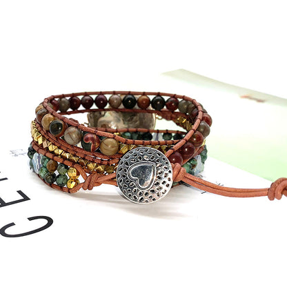 Bohemian natural stone woven bracelet