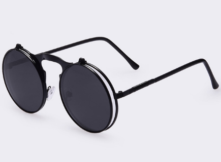 Retro flip cover polarized Unisex Metal Sunglasses