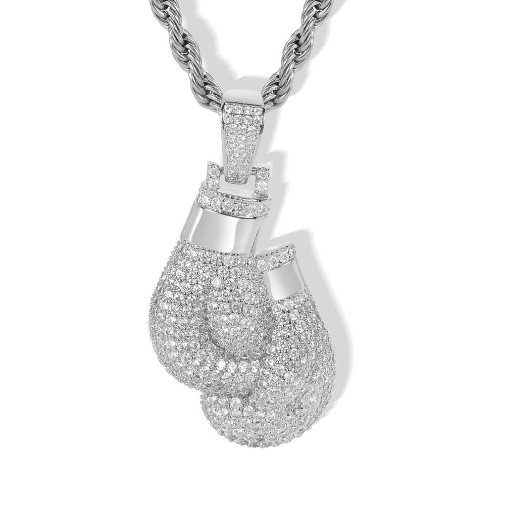 Statement Boxing Gloves Pendant Copper Set Zircon Necklace