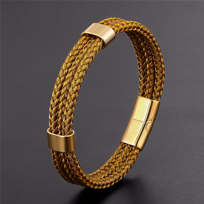 Stainless Steel Bracelet Men's Steel Wire Braided Multi-layer