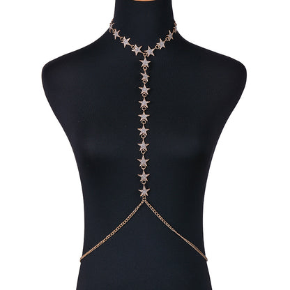 Flash Diamond Pentagram Body Chain