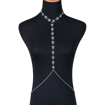 Flash Diamond Pentagram Body Chain